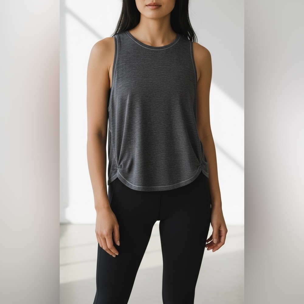 Lululemon Gray Sleeveless Muscle Tank Top Size 6 Relaxed Fit Wide Arm Opening